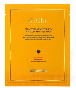 Niisutav kangasmask d'Alba Vita Toning Mist Serum & Niacinamide 5% Mask